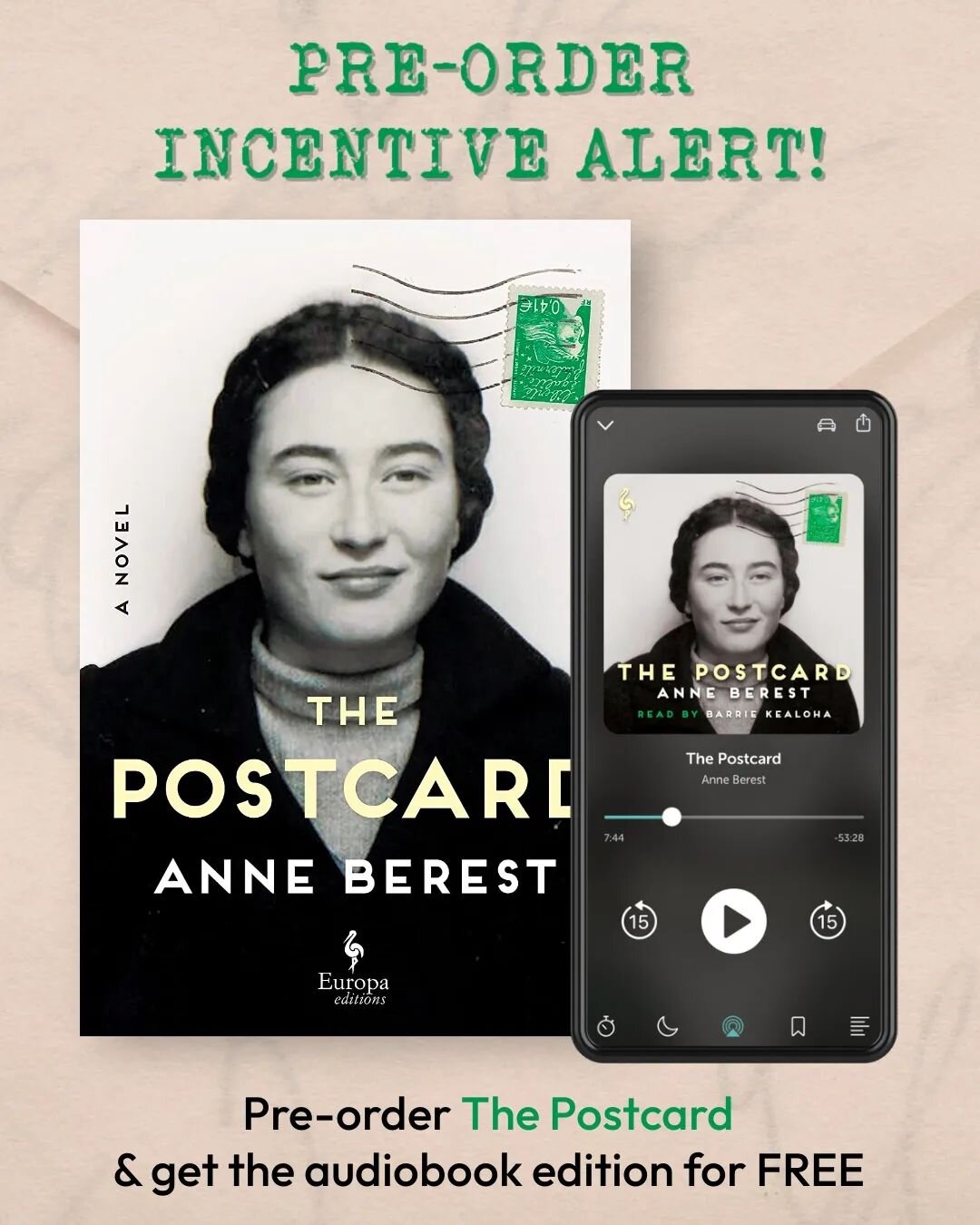 I am a huge fan of @europaeditions
and I can't be more excited to share this Pre-Order incentive with my customers 😍🤩! Pre-order a copy of Anne Berest's 'The Postcard' by May 13, 2023 with the link in the bio (or in person) and you will receive a F