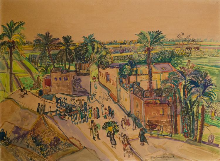  Zeinab Abdel Hamid, Untitled, 1956, Mixed media on paper, 53.5 x 72.8 cm 