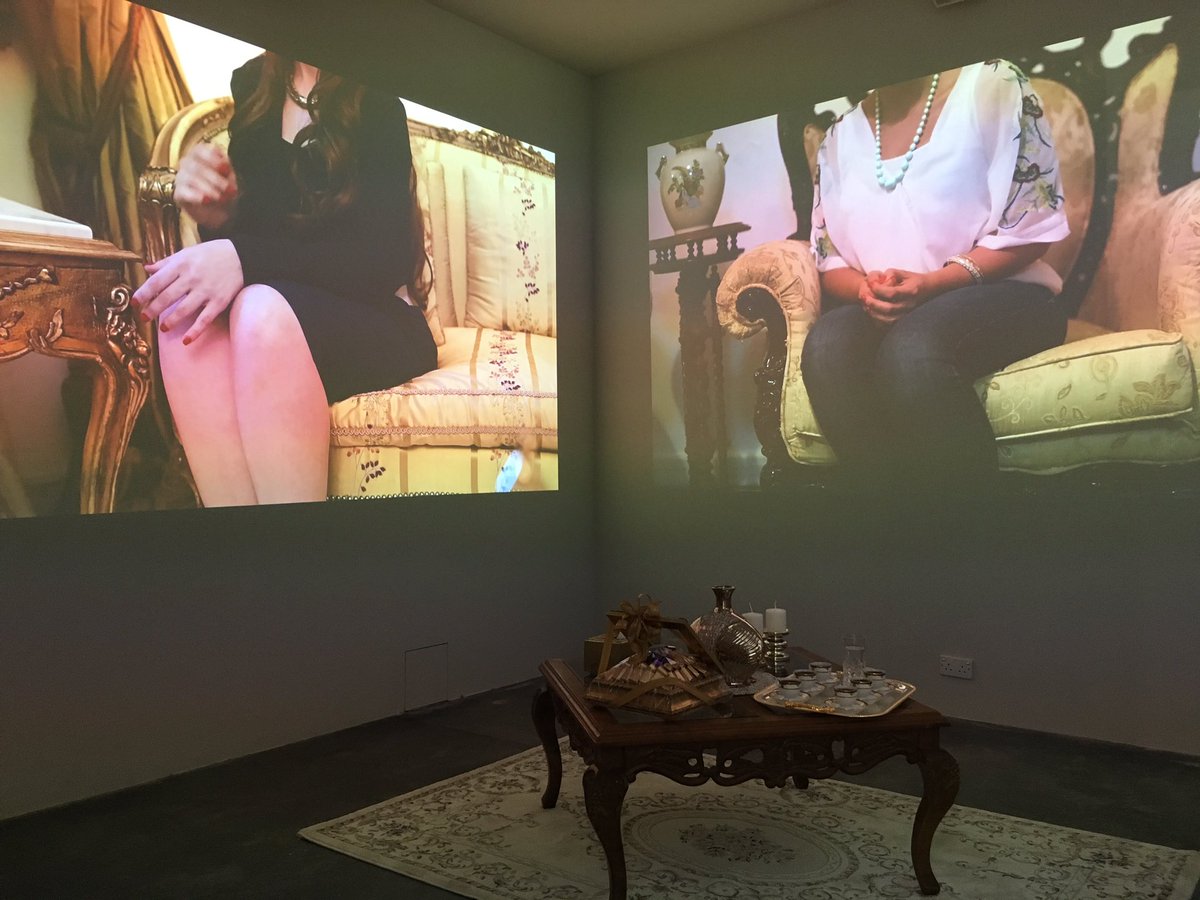   Rania Jishi 's The Visit, is a video installation that looks at "Salon Marriages"&nbsp;and the rituals of these visits that are about finding potential brides,&nbsp;predominantly&nbsp;in the Levant region.&nbsp; 