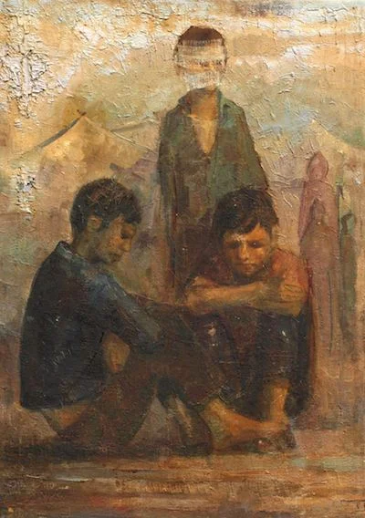 Abdul Qader Al Rais - Al Intithar (The Wait), 1968. Oil on canvas, 79 x 57 cm. Image provided by the artist.