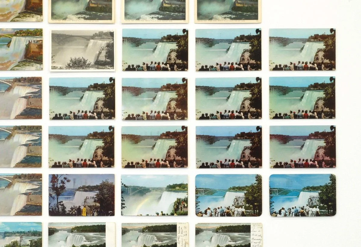 Zoe Leonard (b. 1961), detail of You see I am here after all , 2008. 3,851 vintage postcards, 11 × 10 1/2 × 147 ft. (3.35 × 3.2 × 44.8 m) overall. Installation view, Dia: Beacon, Beacon, New York, 2008. Collection of the artist; courtesy Galerie Gisela Capitain, Cologne. Photograph by Bill Jacobson, New York