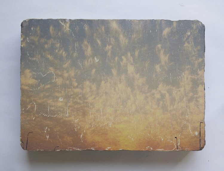  Letter 3: from the fiery sky 2019 Laser jet print transfer, lithography stone 28 x 38.5 x 7 cm 