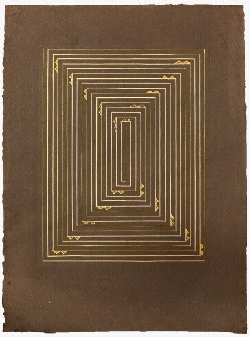  Zarina Golden Route 1982 Etching printed in gold on grey handmade paper  76 x 57 cm      