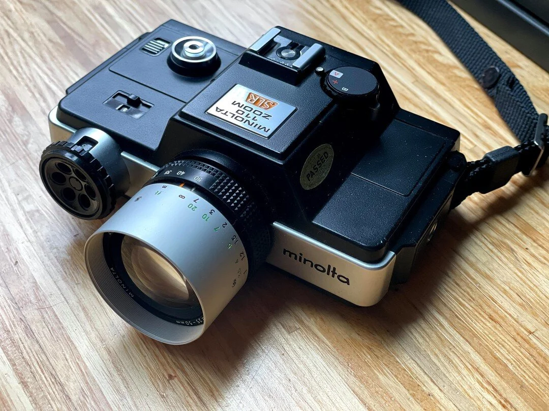 From the Vault: This Minolta streamlined spaceship for your face takes what kind of film?
