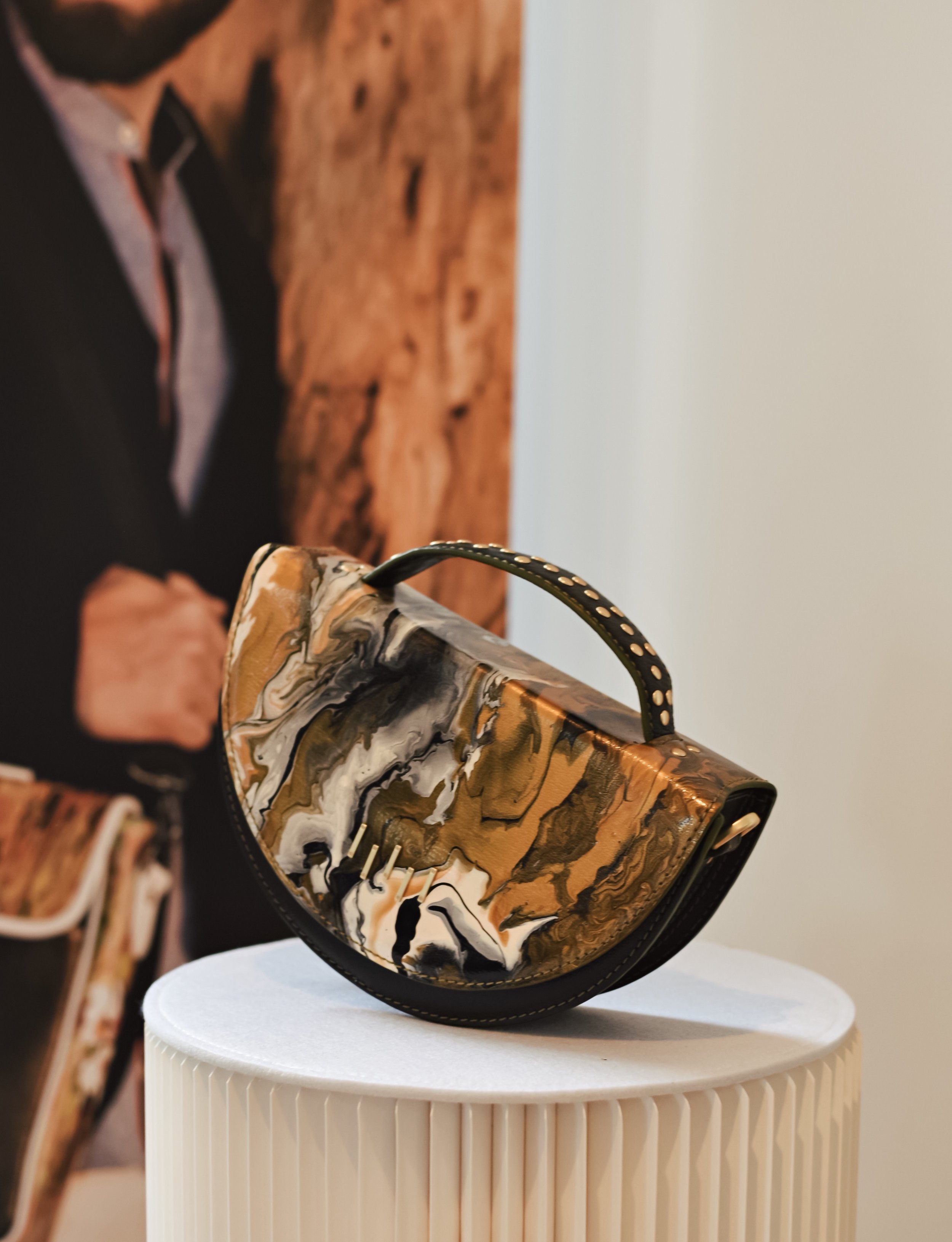 Marble Mini Handbag - Handpainted by Indian Artisans