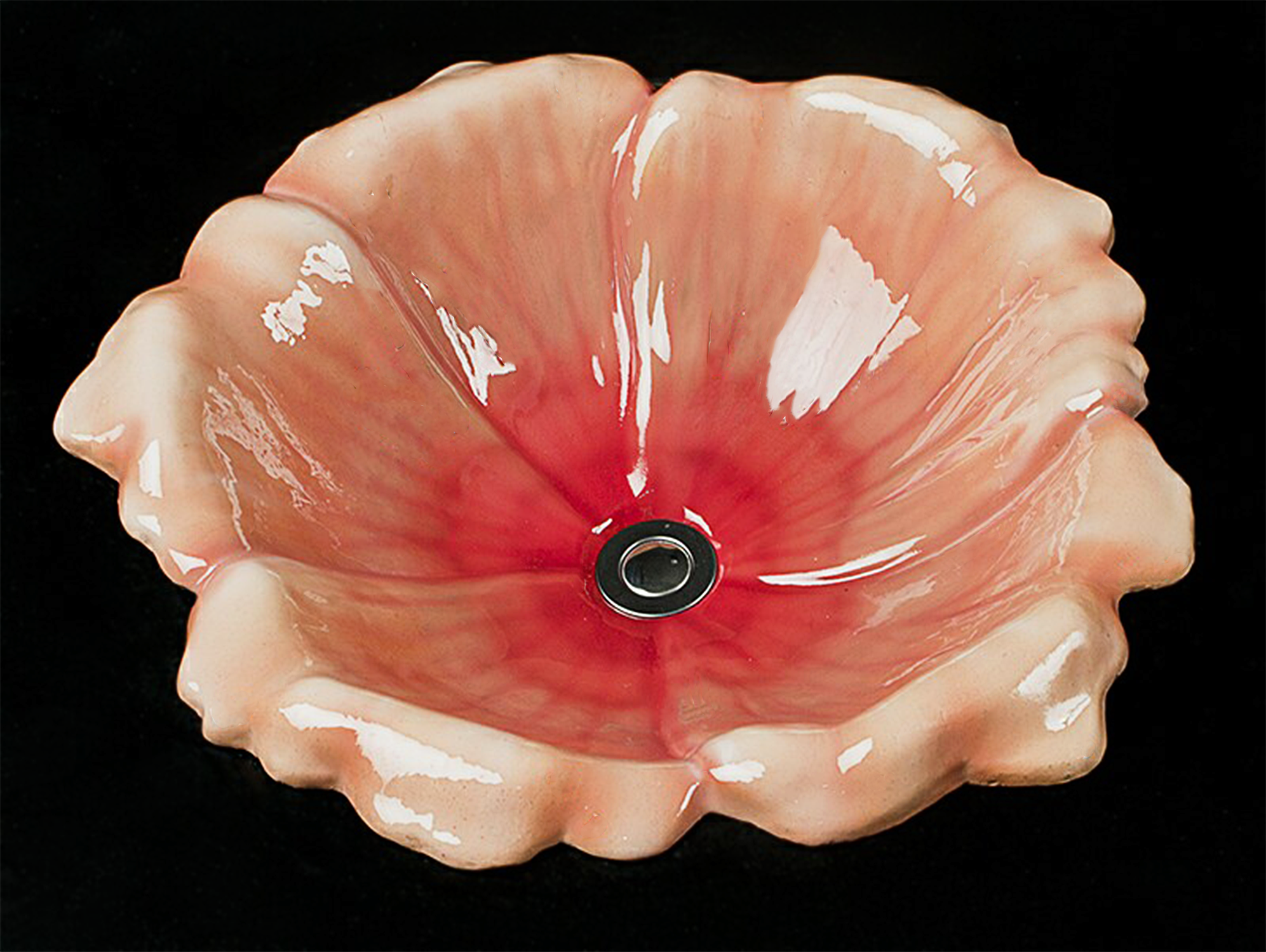 Beautiful Blossom (Peach) - Hand painted, drop-in sink
