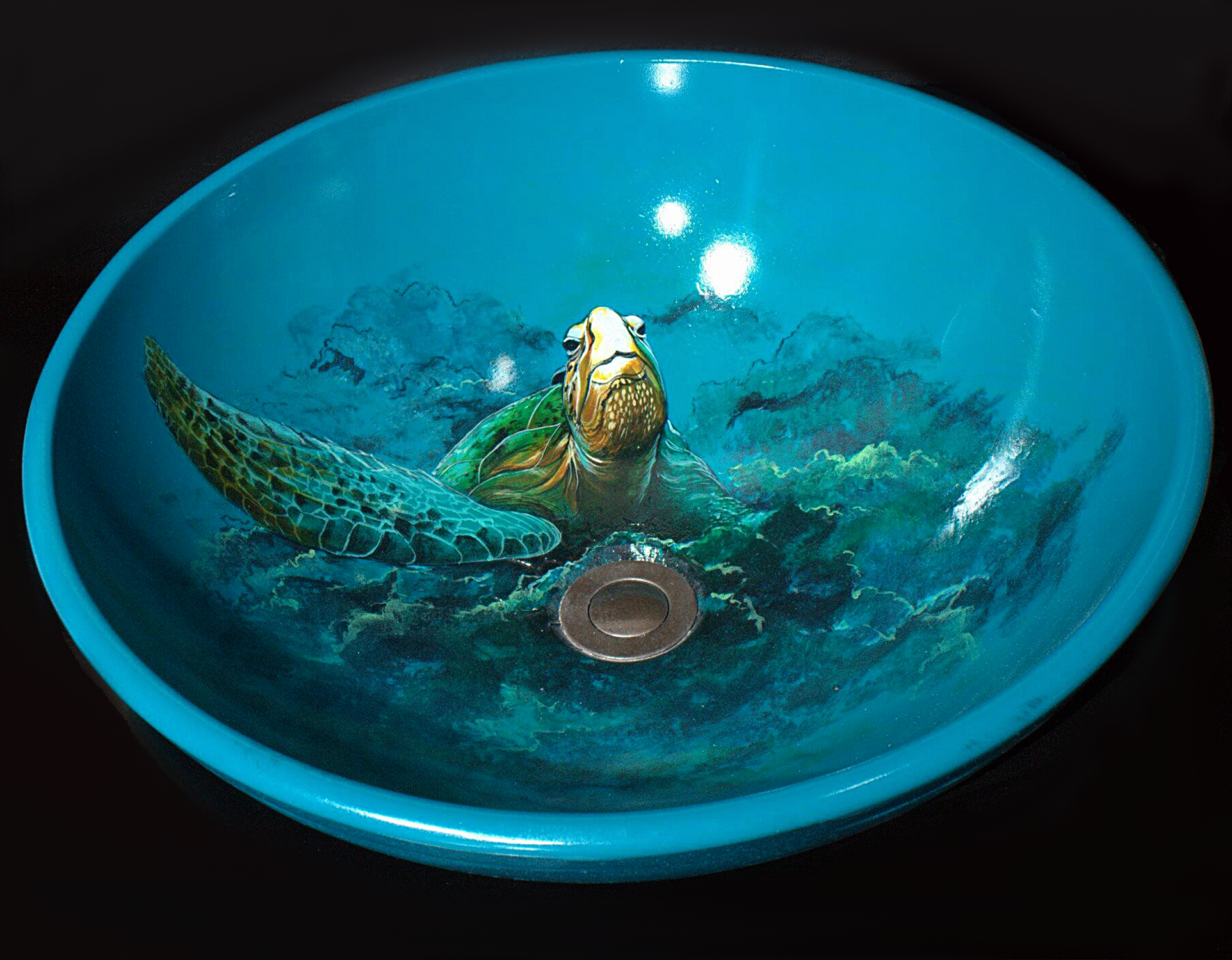 Sea Turtle Sink - Hand painted, vessel sink