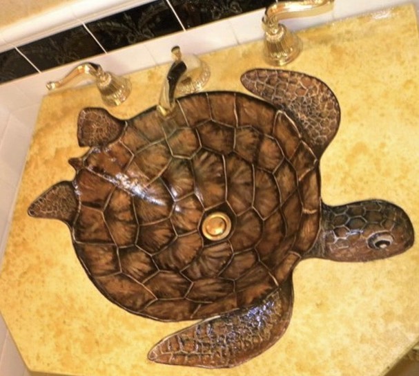 Custom made inlayed sea turtle sink for artist Larry Anderson&rsquo;s client on the island of Boca Grande Florida!!! To see more artistic things Larry creates visit his website at https://www.artisticillusions.ws