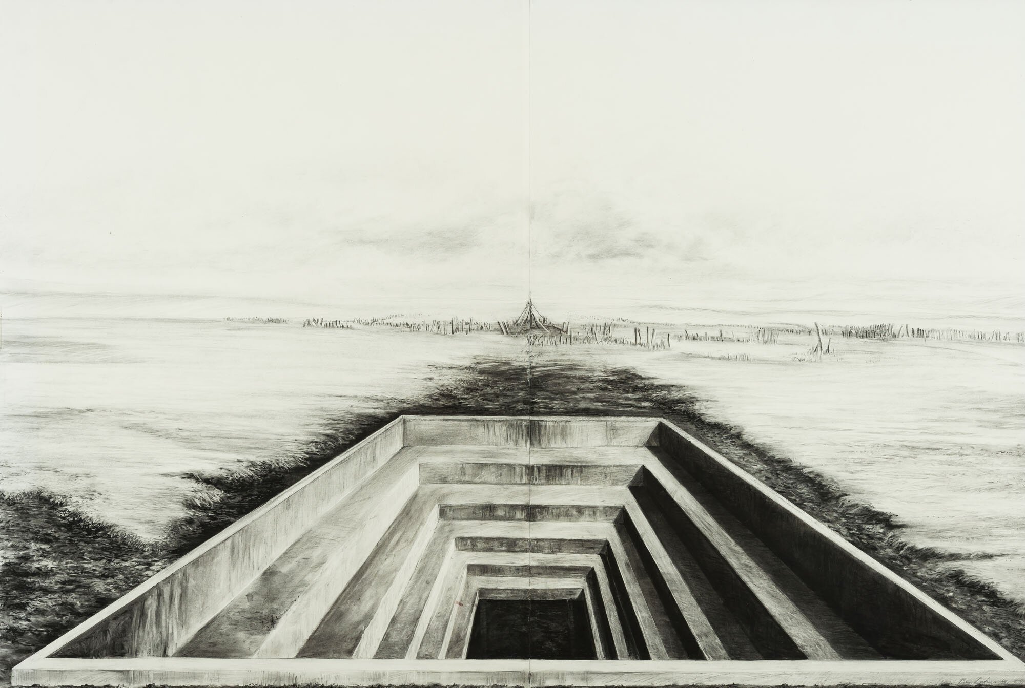 Arena<p font-weight="200">1999<br>Charcoal and Pitt on paper<br>98 x 142 cm</p>