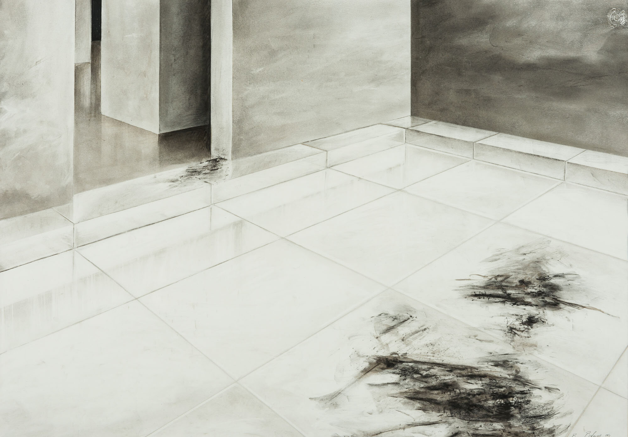 merk<p font-weight="200">2004<br>Charcoal and pitt on paper<br>52 x 72 cm</p>