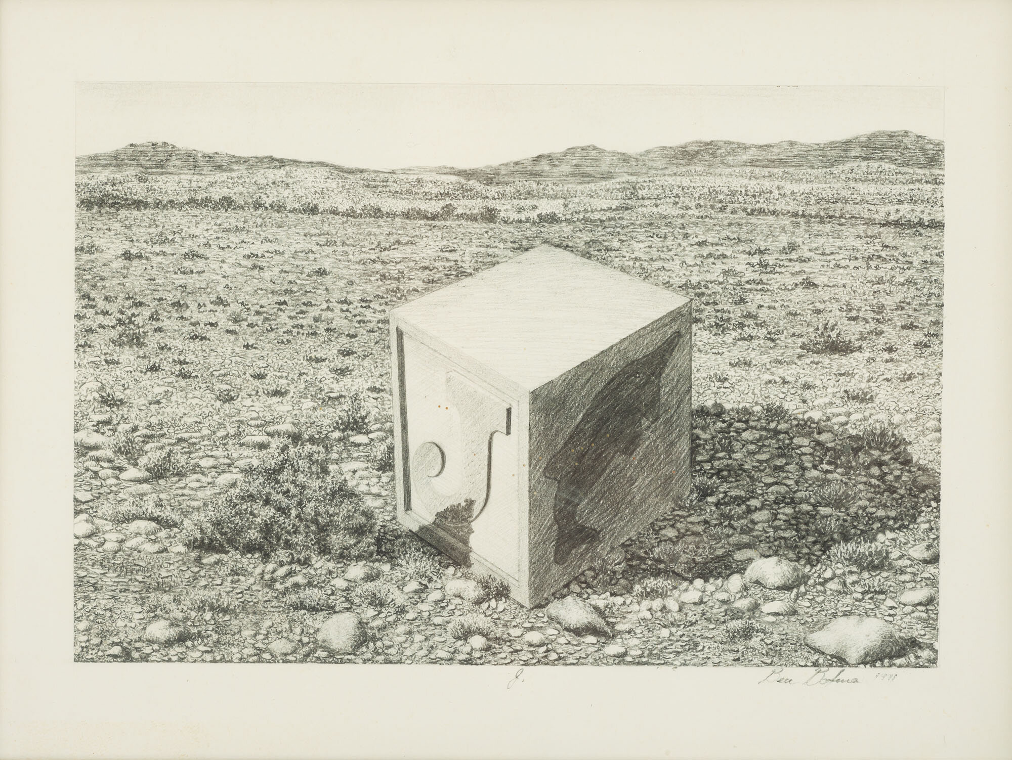 landskap met speel blokkie<p font-weight="200">1991<br>pencil on paper<br>16 x 21.5</p>