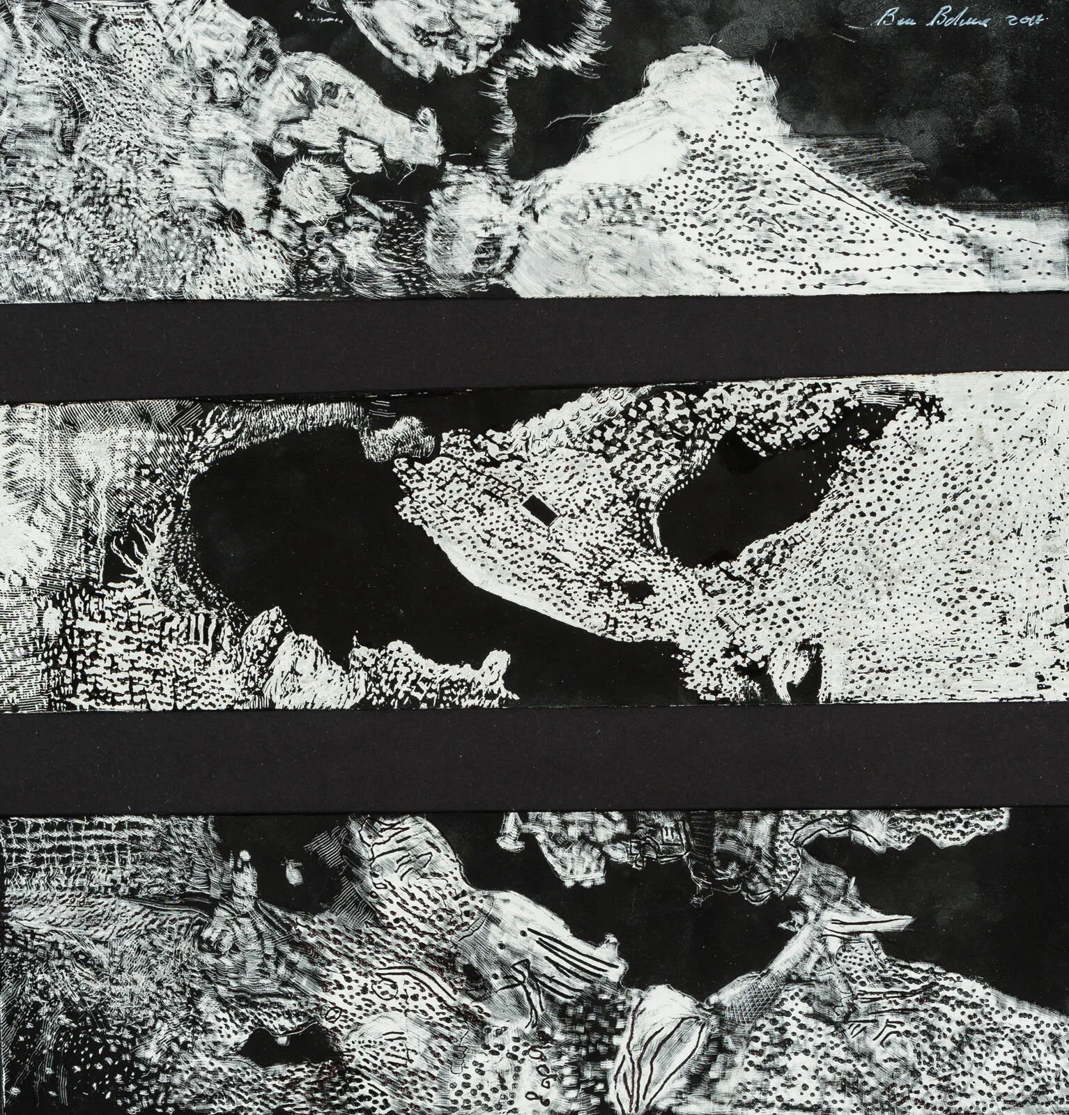 god's view<p font-weight="200">2015<br>scraperboard<br>7 x 25 cm</p>