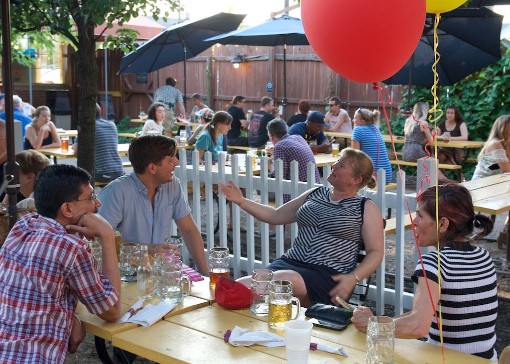  Lecturers Rabindar, Jono, Katie, and Melanie (L-R) at our Contract Ratification Party in July 2018 