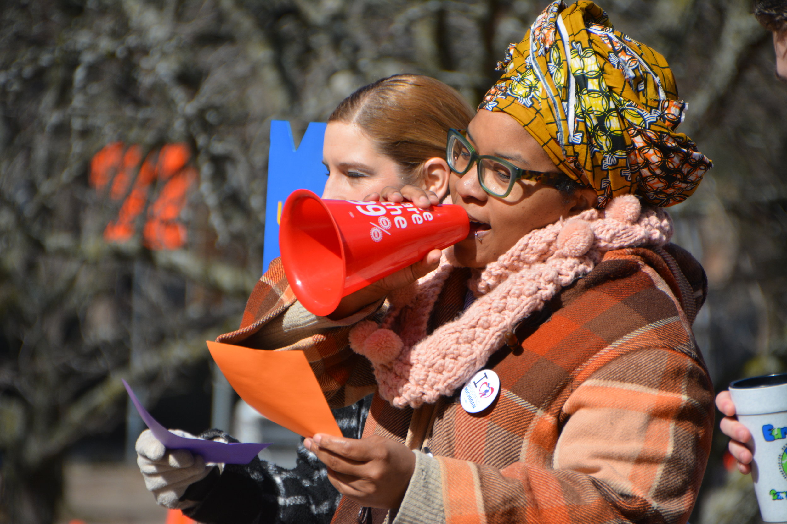  A Flint, MI ally speaks at a UM Flint LEO rally 