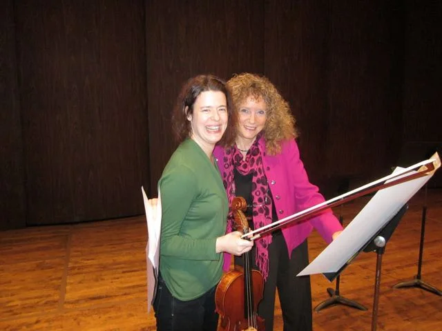 Melia Watras and Shulamit Ran in rehearsal. Photo by Michael Jinsoo Lim