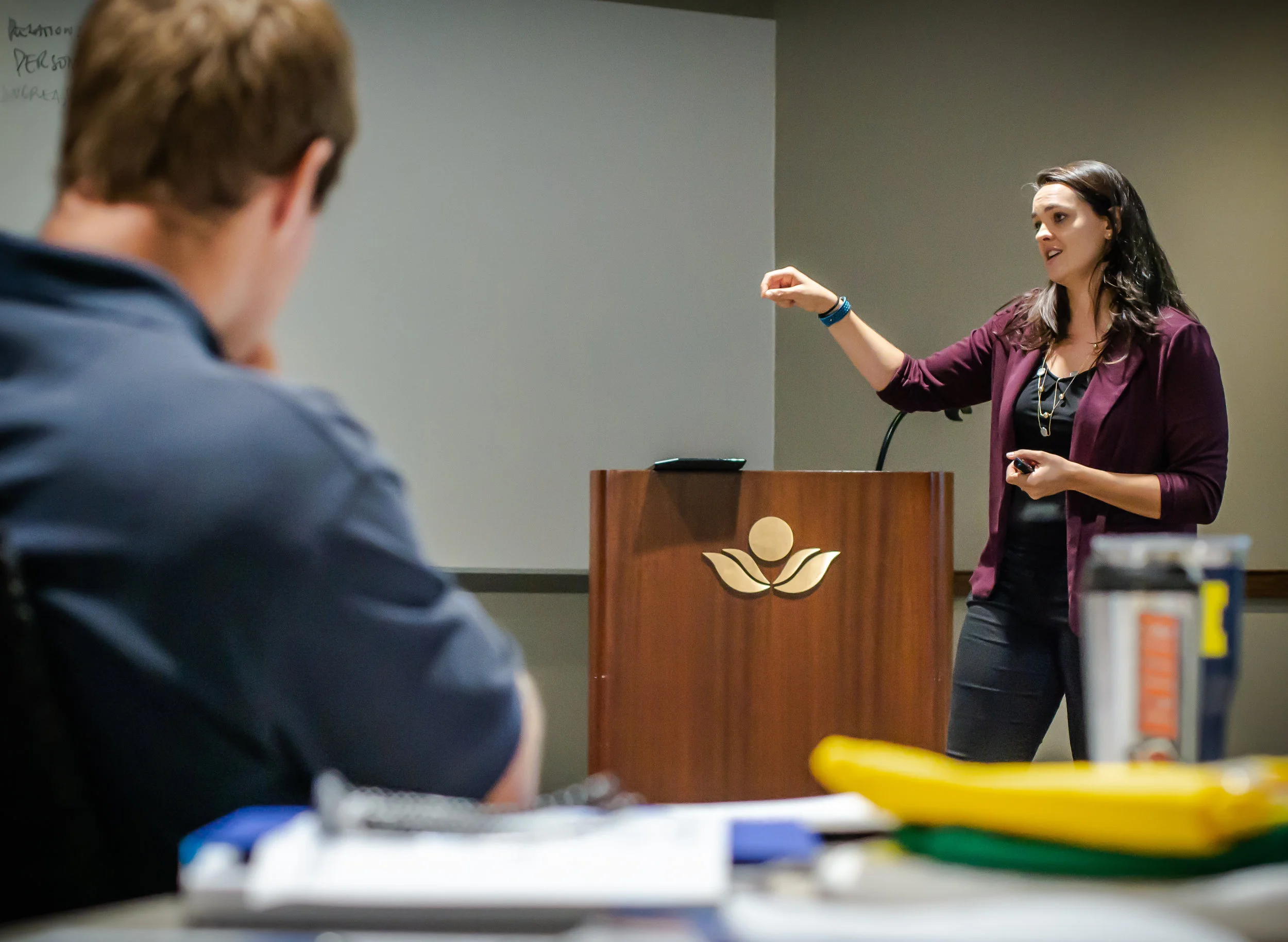 Dr. Ashley Larrimore speaks to DMEP students