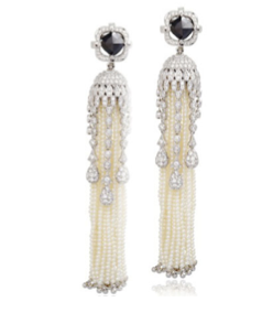 Leone Black Diamond and Seed Pearl Earrings