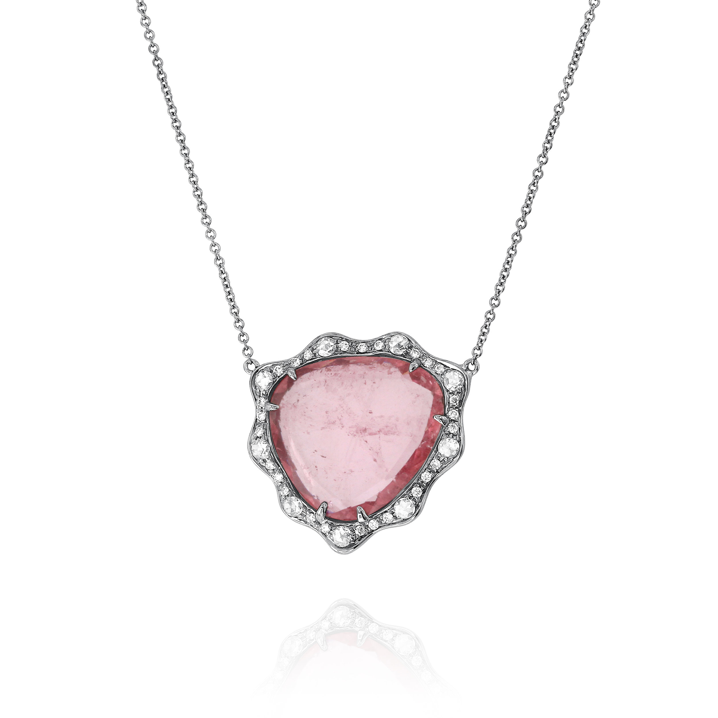 Tourmaline Slice and Diamond Accented Necklace