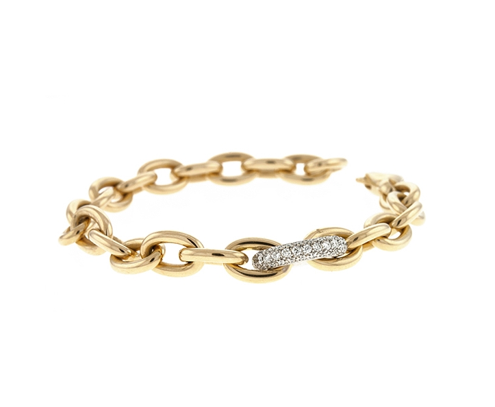 Diamond Link and Yellow Gold Link Bracelet