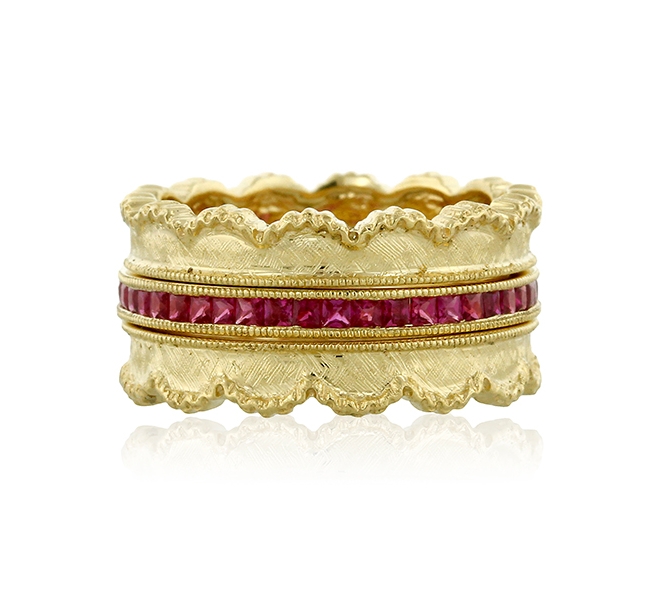 Ruby and Yellow Gold Stackable Rings