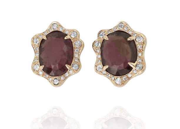 Tourmaline Slice Earrings with Diamond Accents