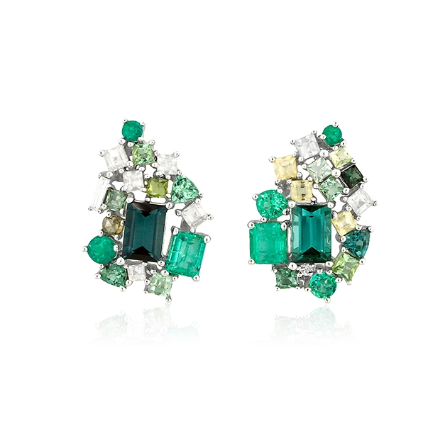 Emerald Cluster Earrings