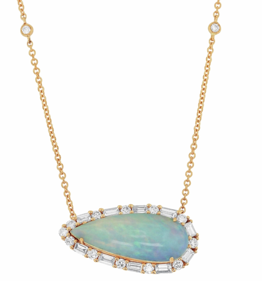 Pear Opal and Diamond Necklace