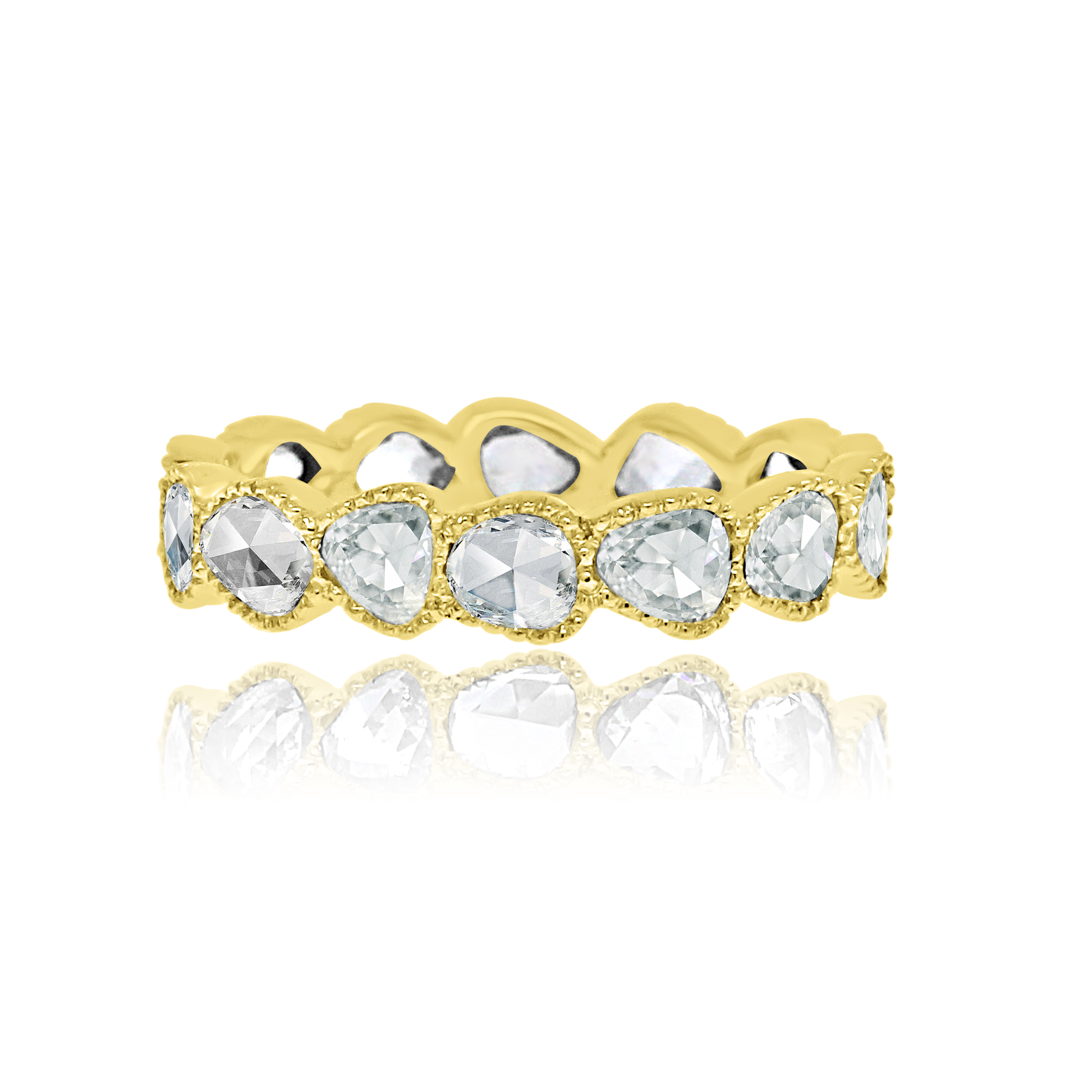Yellow Gold Rose Cut Diamond Eternity Band