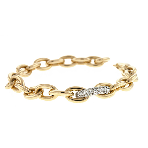 Yellow Gold Link and Diamond Bracelet