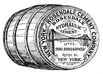 Les ciments Rosendale - NYC - utilisés pour la construction du socle - source: ici