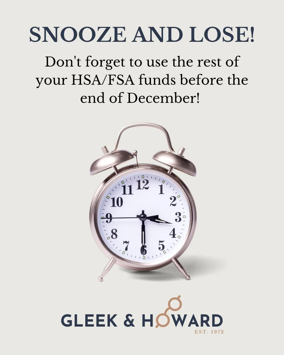 Don't forget to FLEX!!!

Time is running out to use your remaining HSA/FSA funds before the end of 2025!

Link in bio

#flexspending #HSA #FSA #gleekandhoward #montclairnj #montclair #newjersey #nj #montclairstyle #newjerseystyle #njluxury #njstyle #