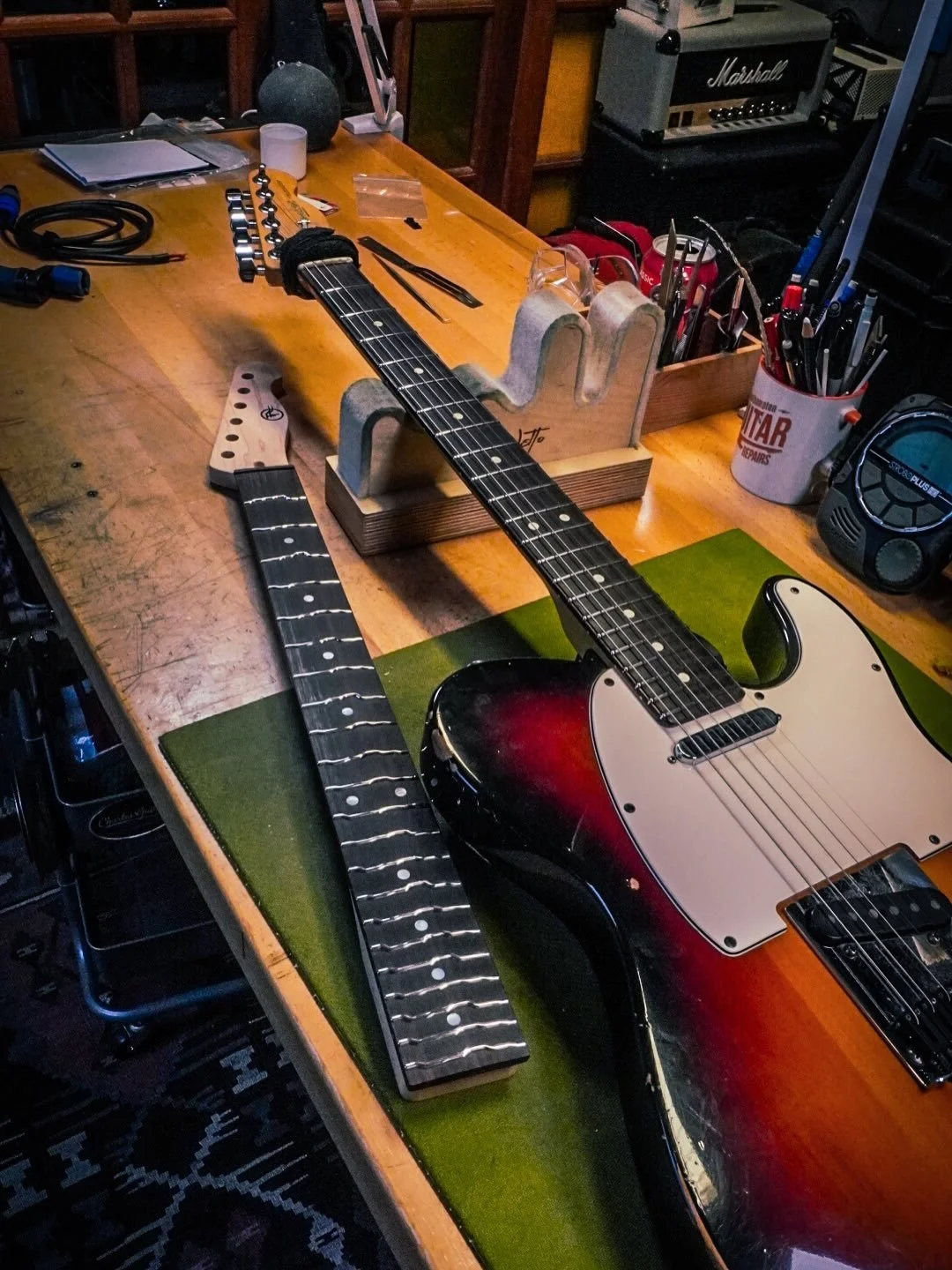 First time installing a True Temperament neck on a guitar. Luckily it was a breeze and managed to get it done whilst my good friend waited! He&rsquo;s been on a mission to play perfectly in tune for years if this doesn&rsquo;t work, I&rsquo;m not sur