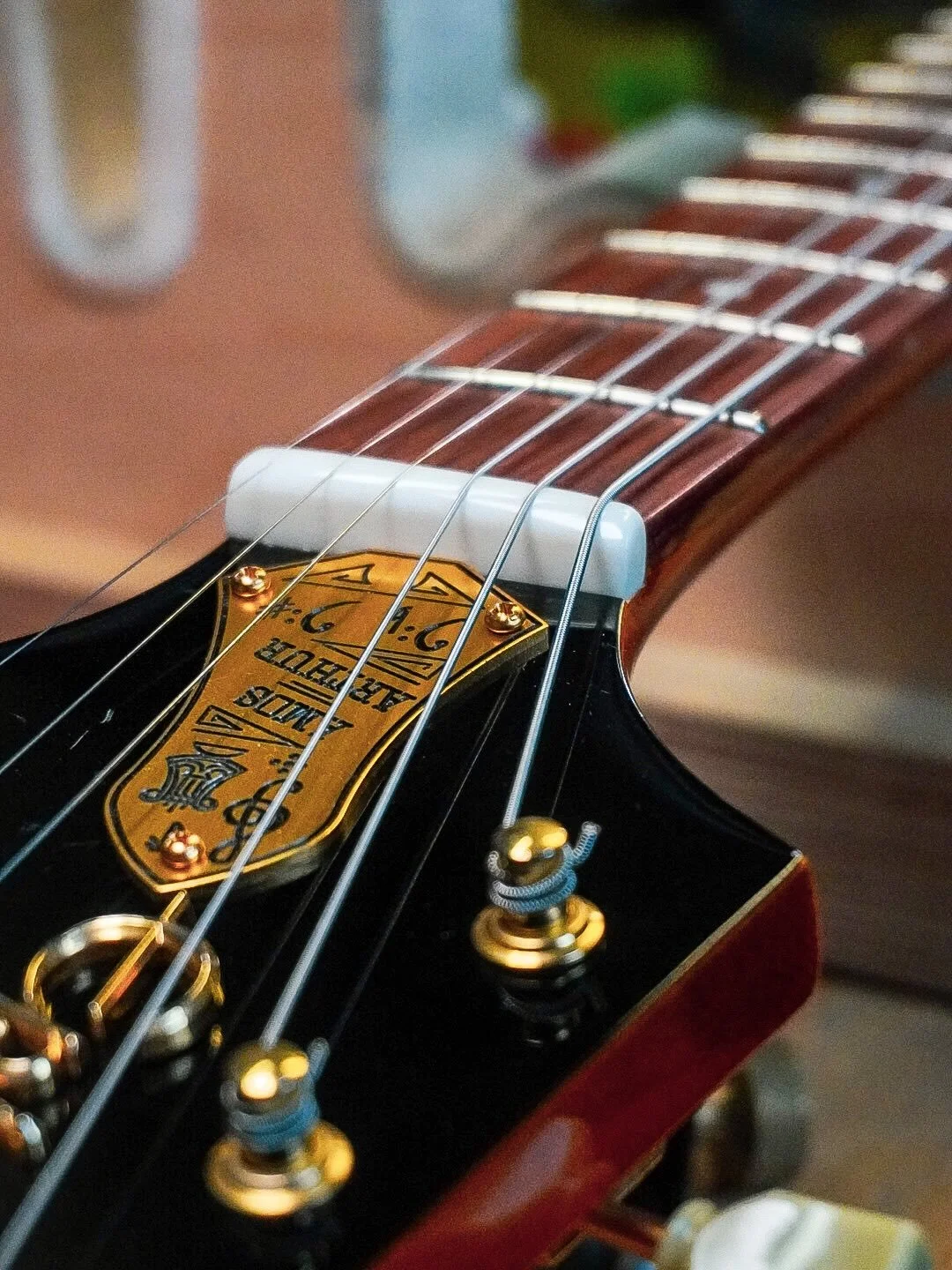 This Epiphone Joe Bonamassa Amos Flying V was having some trouble with its nut. The top three strings were sounding like a sitar and needed to be cut properly to make it sound and play better. 
Reshaped the back of the nut as it was a bit too square 