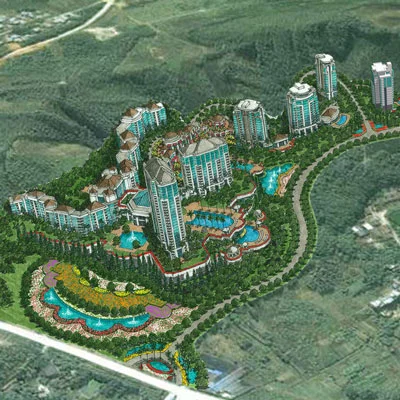 LONGMEN REGAL PALACE HILLSIDE GARDEN Huizhou City, Guangdong, China Represents a new vision of residential-resort development that skillfully blends the spectacular modern resort and condominiums, the small-scale European styled neighborhood villas and the bucolic farmland setting into a fresh contemporary community.