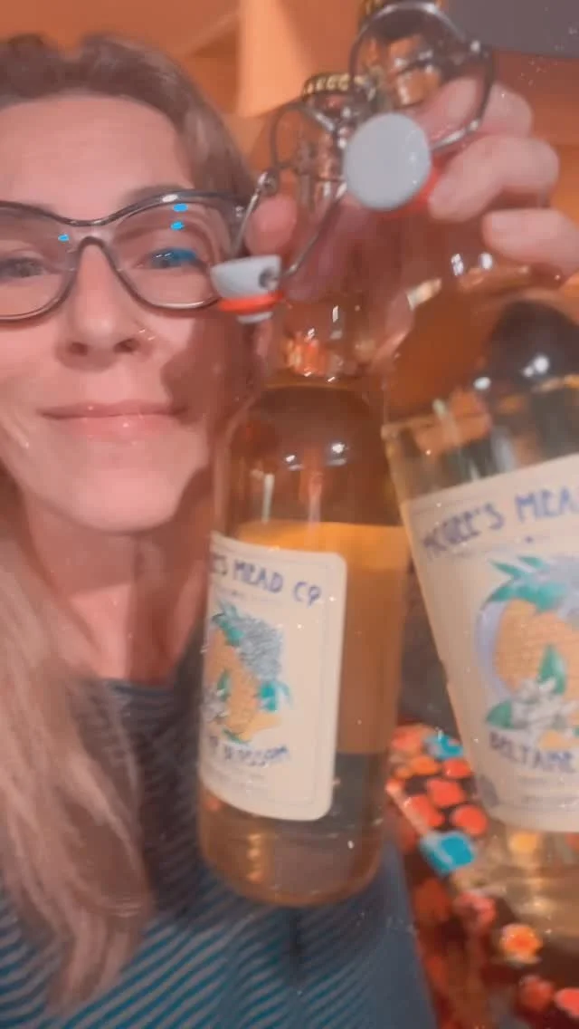 LOW STOCK! I have just 2 bottles left of our Beltane Blossom mead (orange blossom honey + elderflower + roses = off dry). AND, by an unusual turn of events, I have 6 bottles of Ginger Peacharine now (mesquite honey + peacharines + ginger + cinnamon =