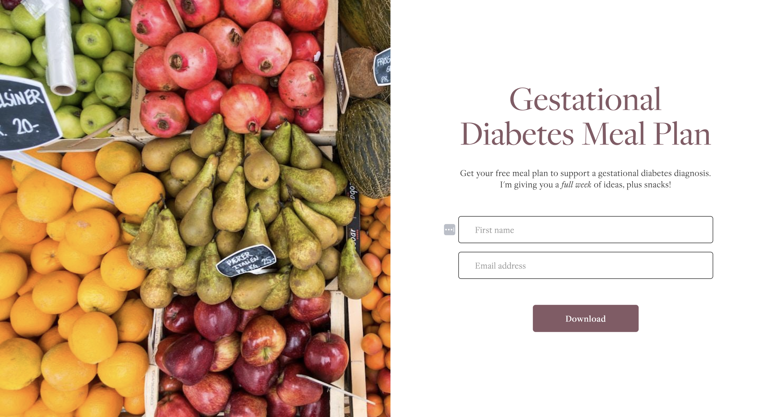 Gestational Diabetes Meal Plan: 5 Days.