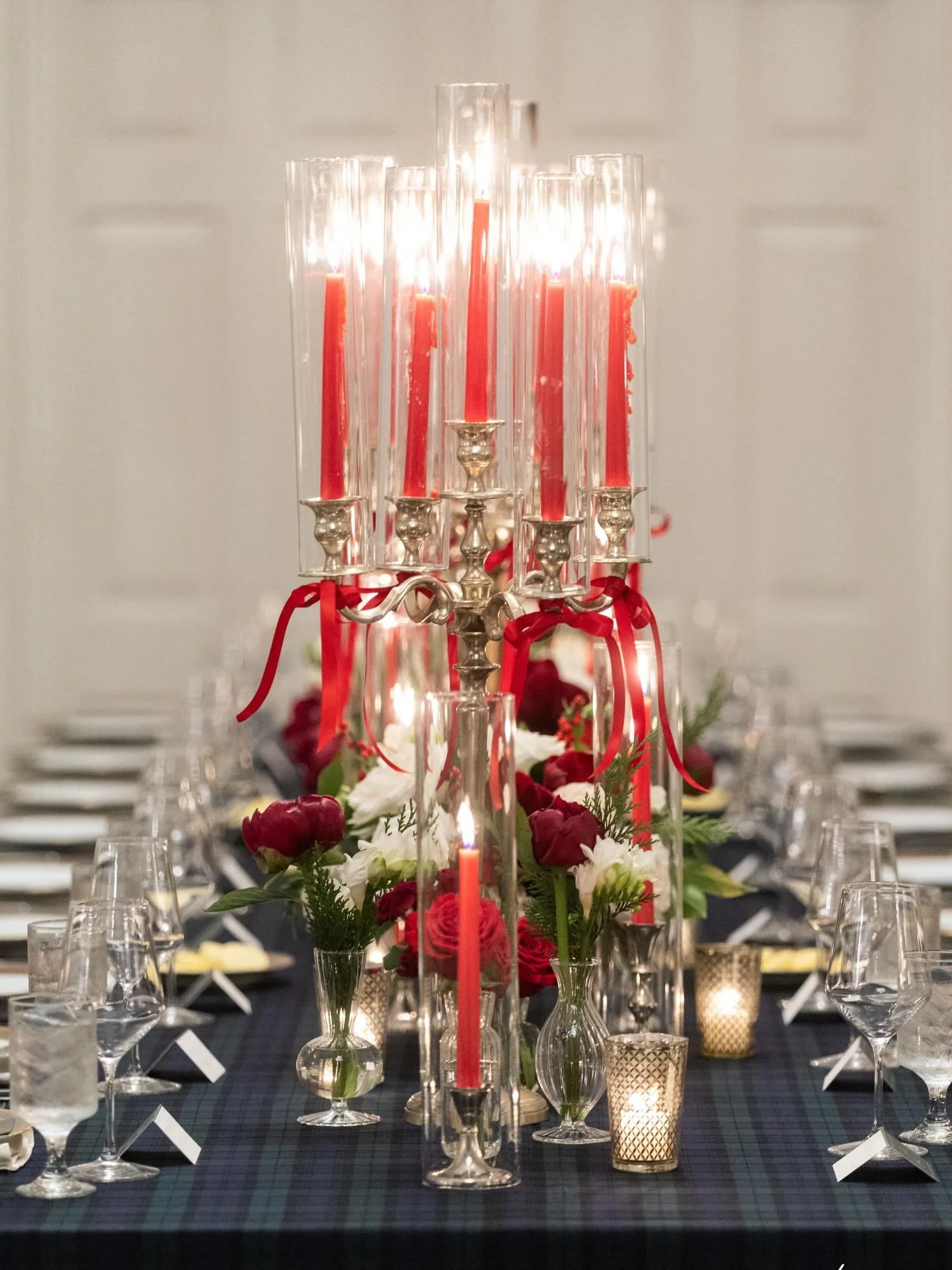 The most fun Holiday details from Kendall &amp; Hunter&rsquo;s December wedding! 

Vendor team: 
Photographer- @johncainphotography 
Videographer- @gatherandwed 
Ceremony venue - @perkins_chapel 
Reception venue - @arlingtonhallspecialevents 
Floral 
