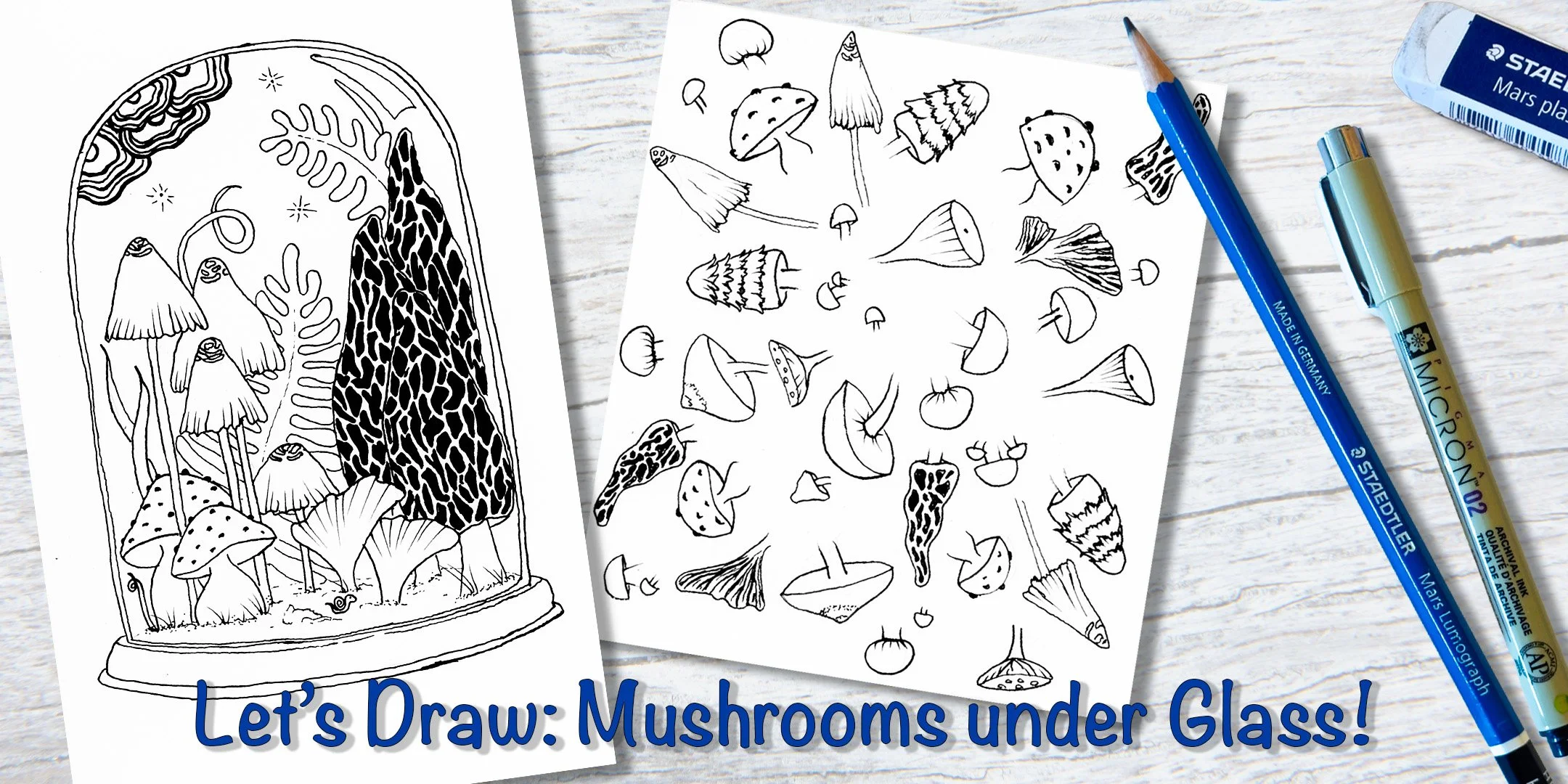Let's Draw: Whimsical Mushroom Terrarium