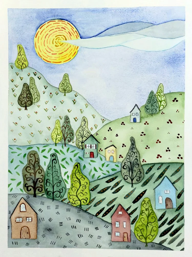 Watercolor 101: Whimsical Folksie Landscape