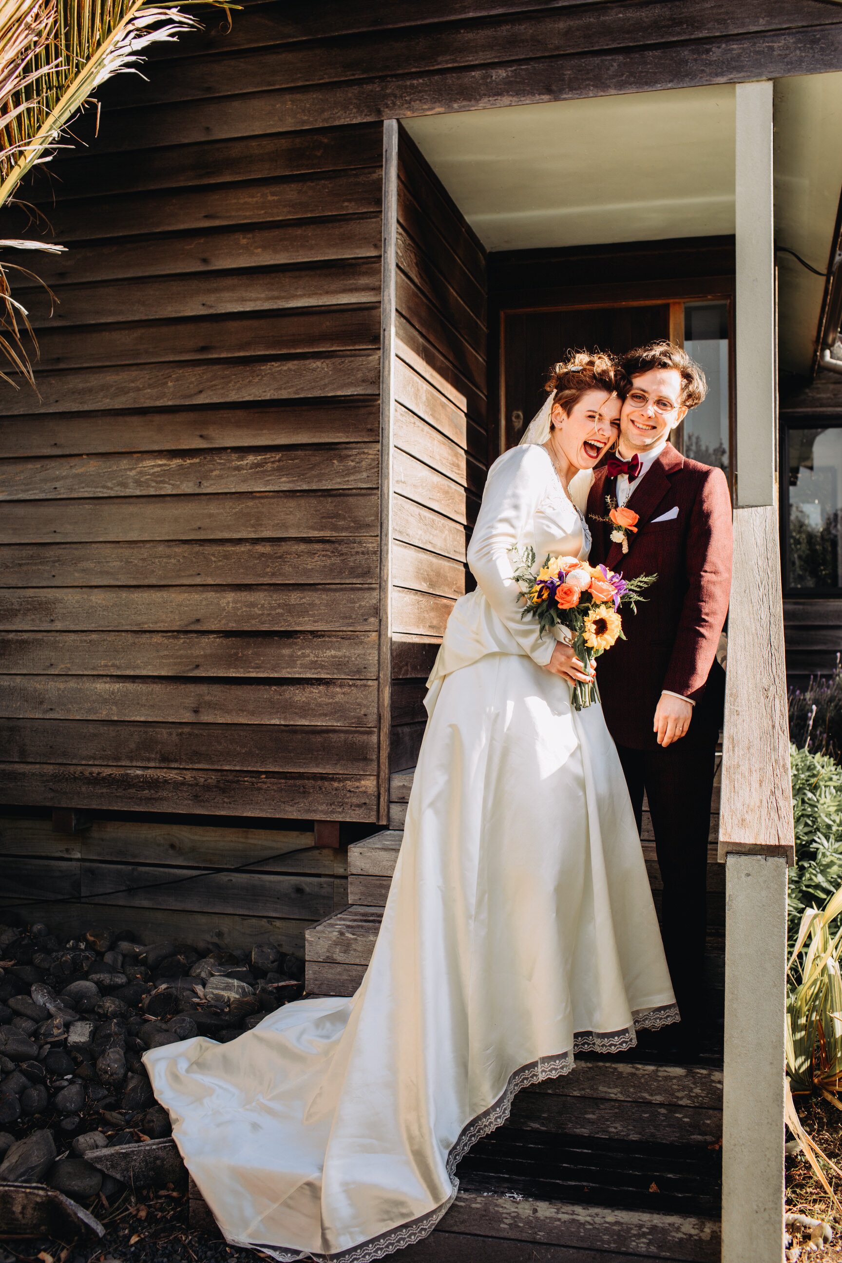 Grandma's wedding dress | Tawharanui lodge | Auckland wedding photographer | New Zealand wedding packages | New Zealand Elopement | Anchor Bay beach wedding photo 