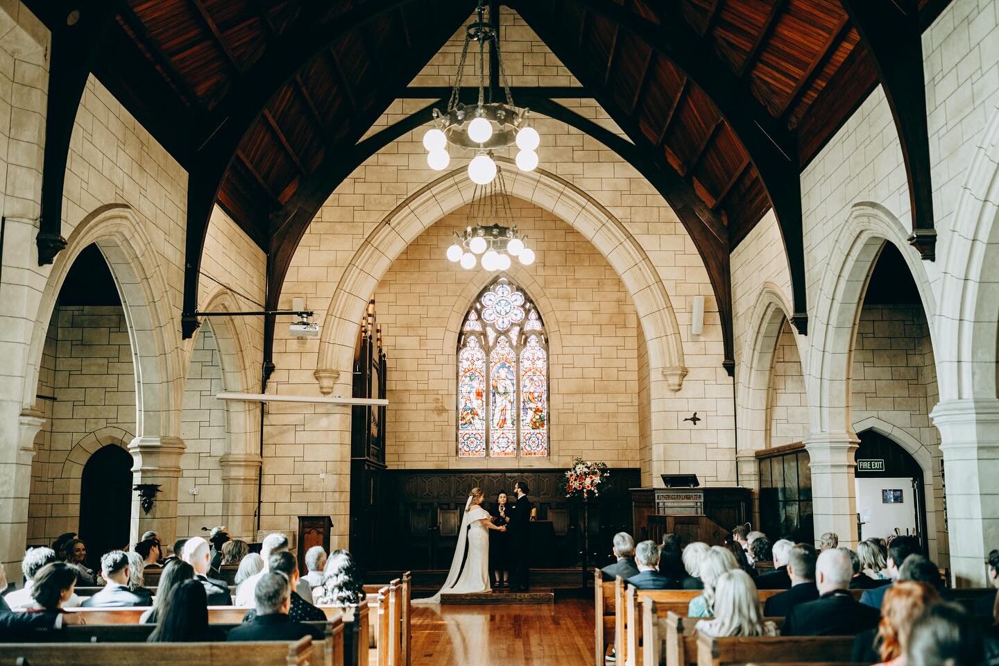 Just married , Kat and Ed 💒

Ceremony: at Community of St Luke &lsquo;s church 
Reception: @wildandcovenues 
Celebrant and MC: Libby @loveandlibertynz 
Florist: @wildandco
Wedding dress: @natalierosebridal , altered by Fritz and Sarah 
Cake: @cocoac