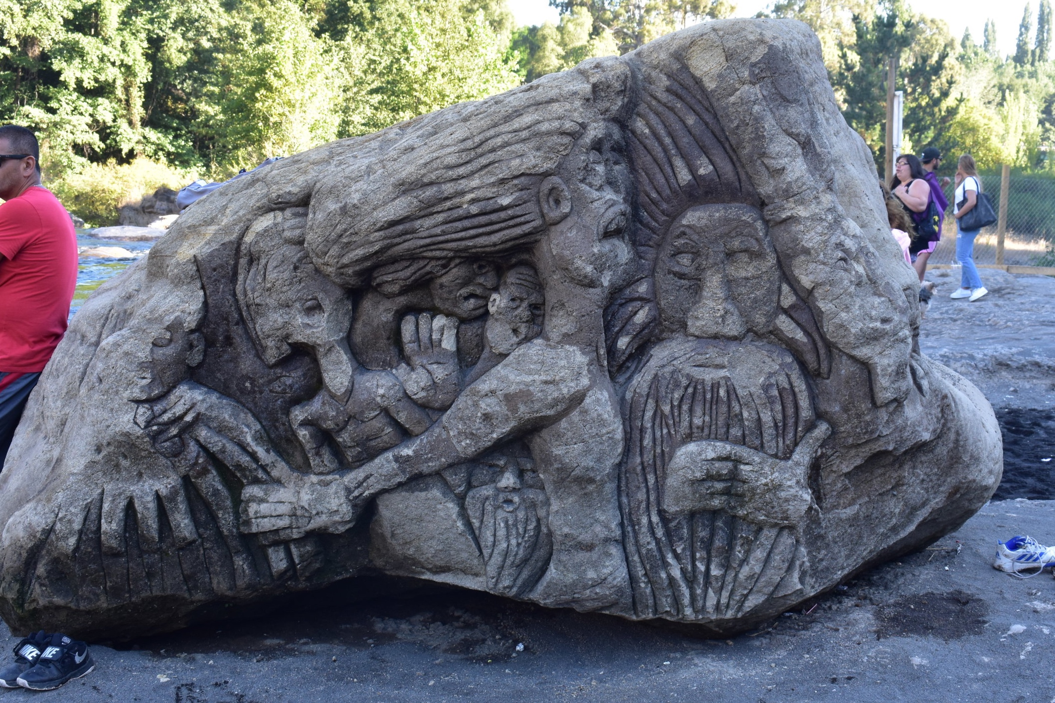 Rock Carving at Laja Falls in Chile