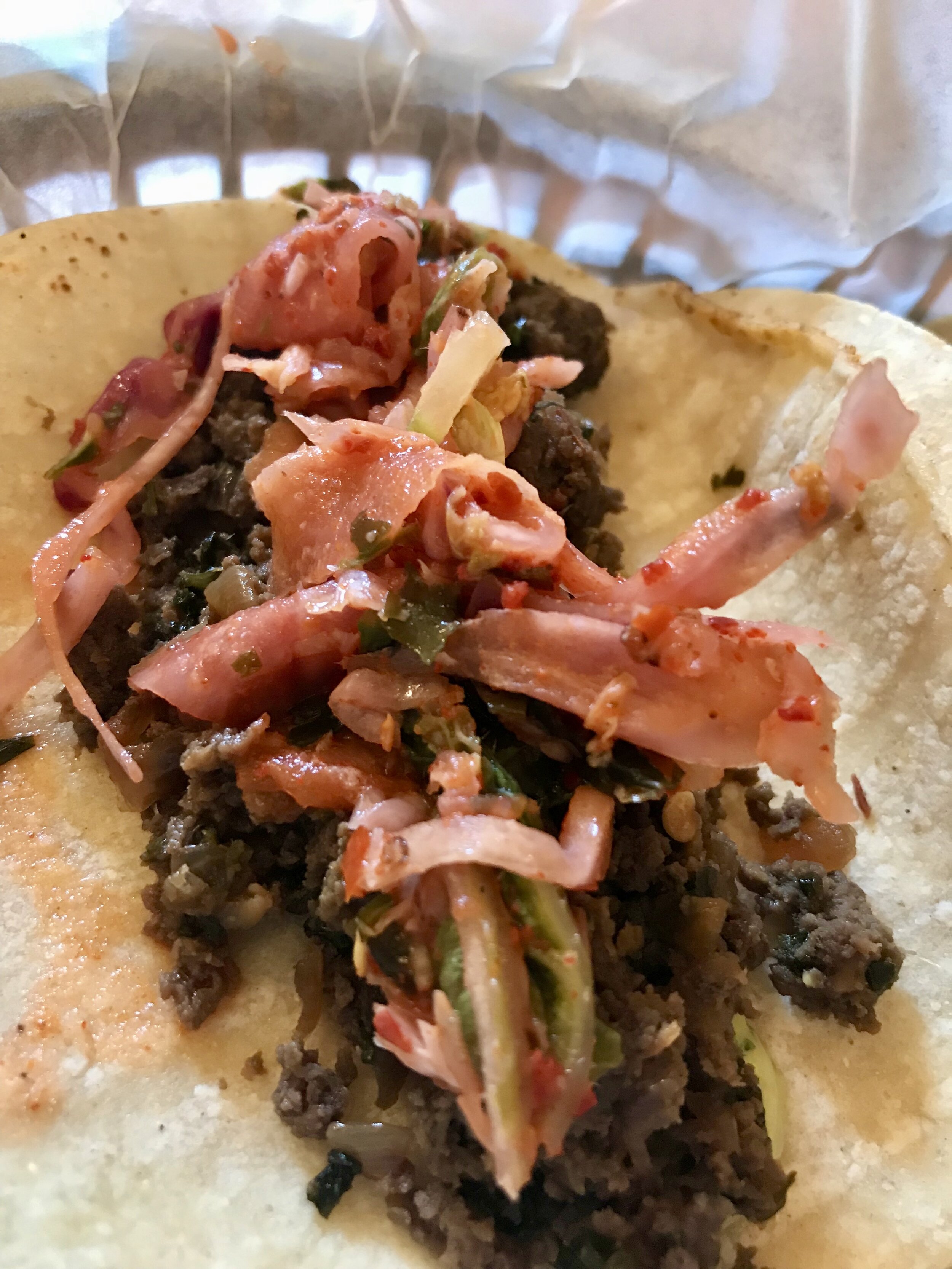 White Duck Taco Shop - Korean Beef Bulgogi with Kimchi.  Asheville, NC