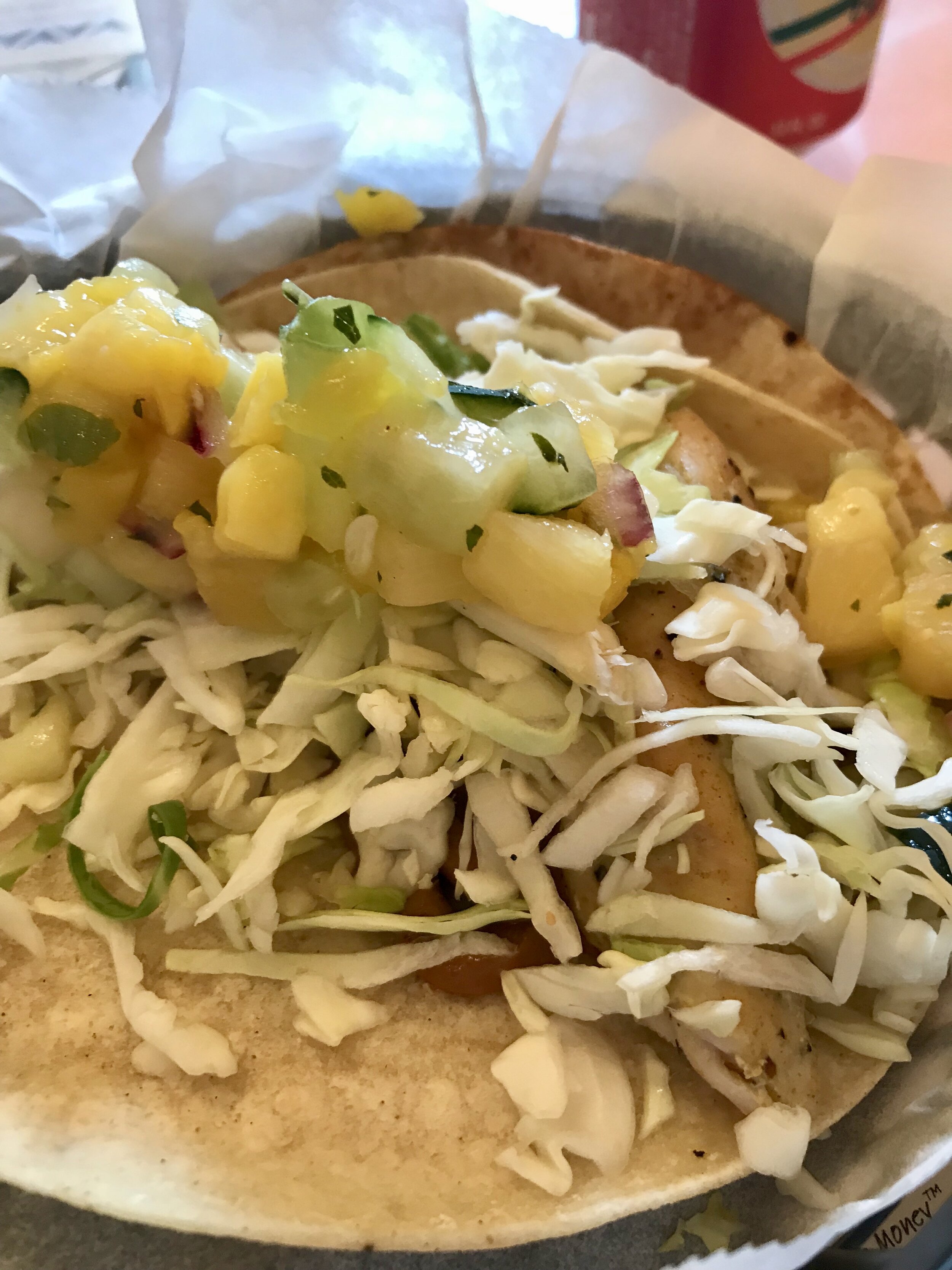 White Duck Taco Shop - Thai Peanut Chicken with Tropical Salsa. Asheville, NC