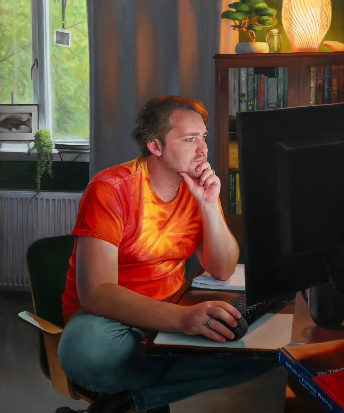 Another Brian portrait? It's a holiday miracle! 

Thanks to Brian for resuming his pose each time I stuck my head out of my studio, and especially for changing his command prompt window to a blinding white for the duration of this very last minute op