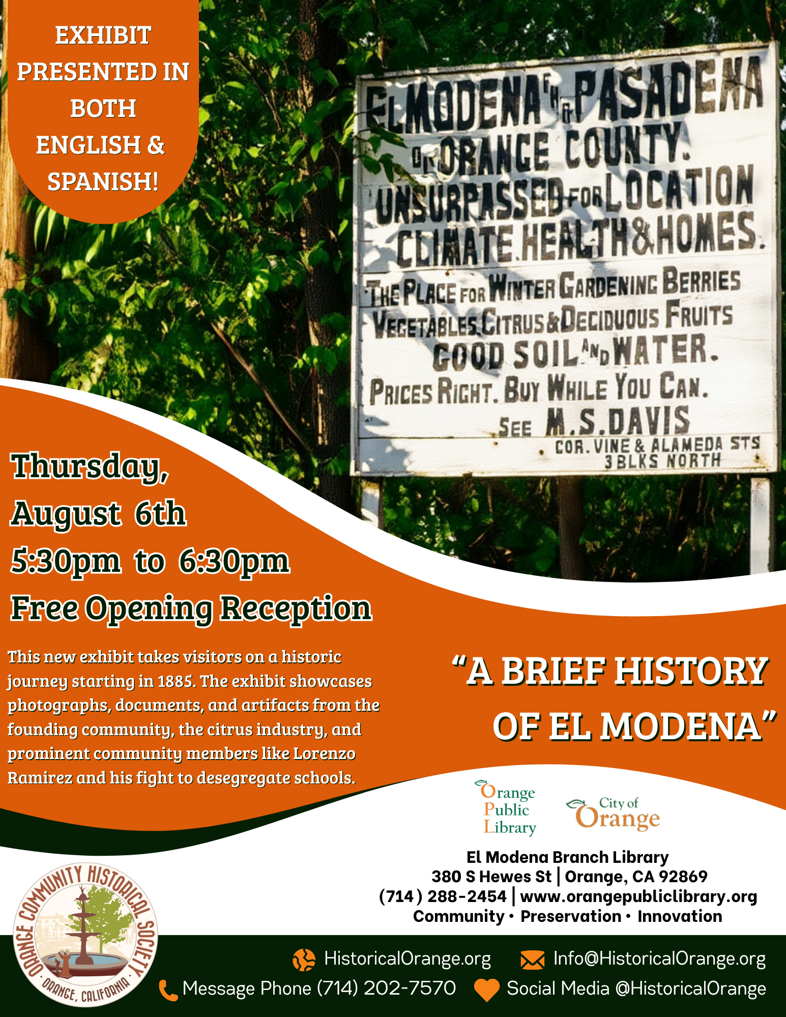 FREE Opening Reception: “A Brief History of El Modena”