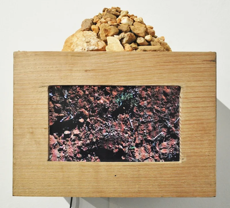  Rebecca Gallo,  Give and Take , rocks, timber, video. 