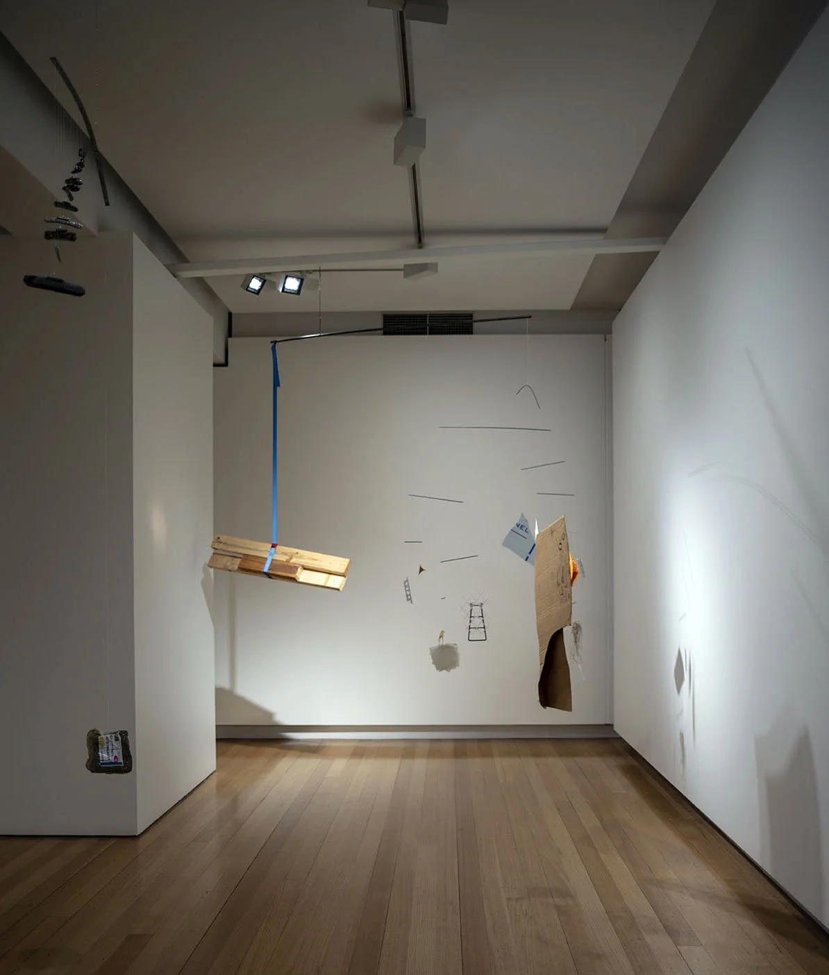  Rebecca Gallo,  Way Down  (left) and  Limber  (centre), installation view, Churchie National Emerging Art Award, QUT Art Museum, Brisbane, 2018. Photo: Carl Warner. 