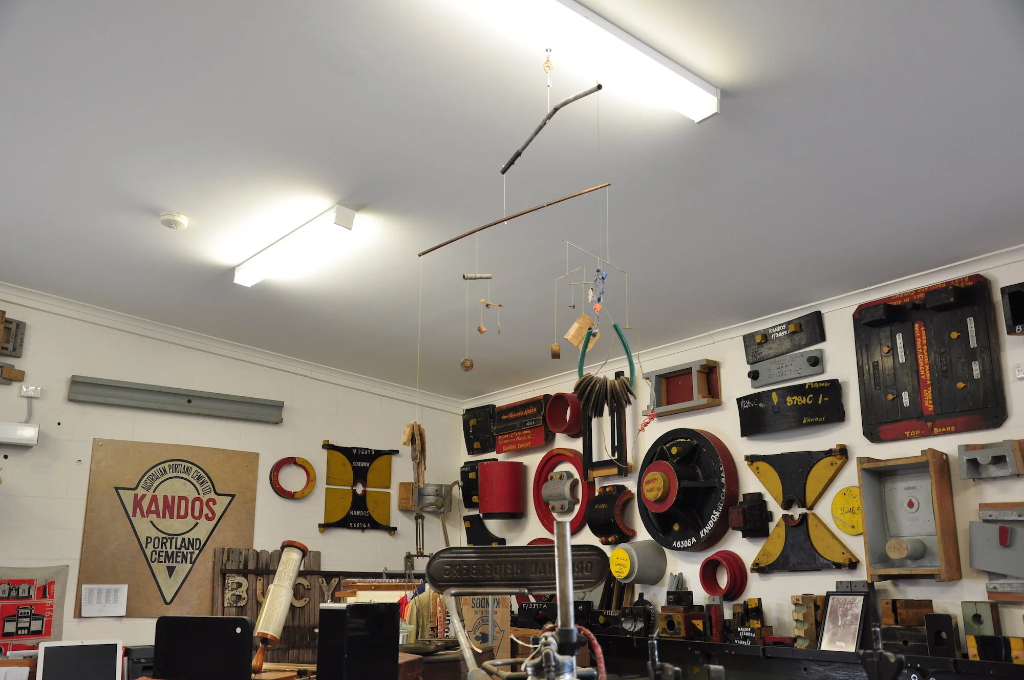  Rebecca Gallo,  Back of House: Museum Maintenance , 2019. A second, smaller mobile was displayed inside the museum, jostling for visibility (or blending in) with the glass cabinets, wall-mounted moulds and signs, and a tall pair of brass scales in t