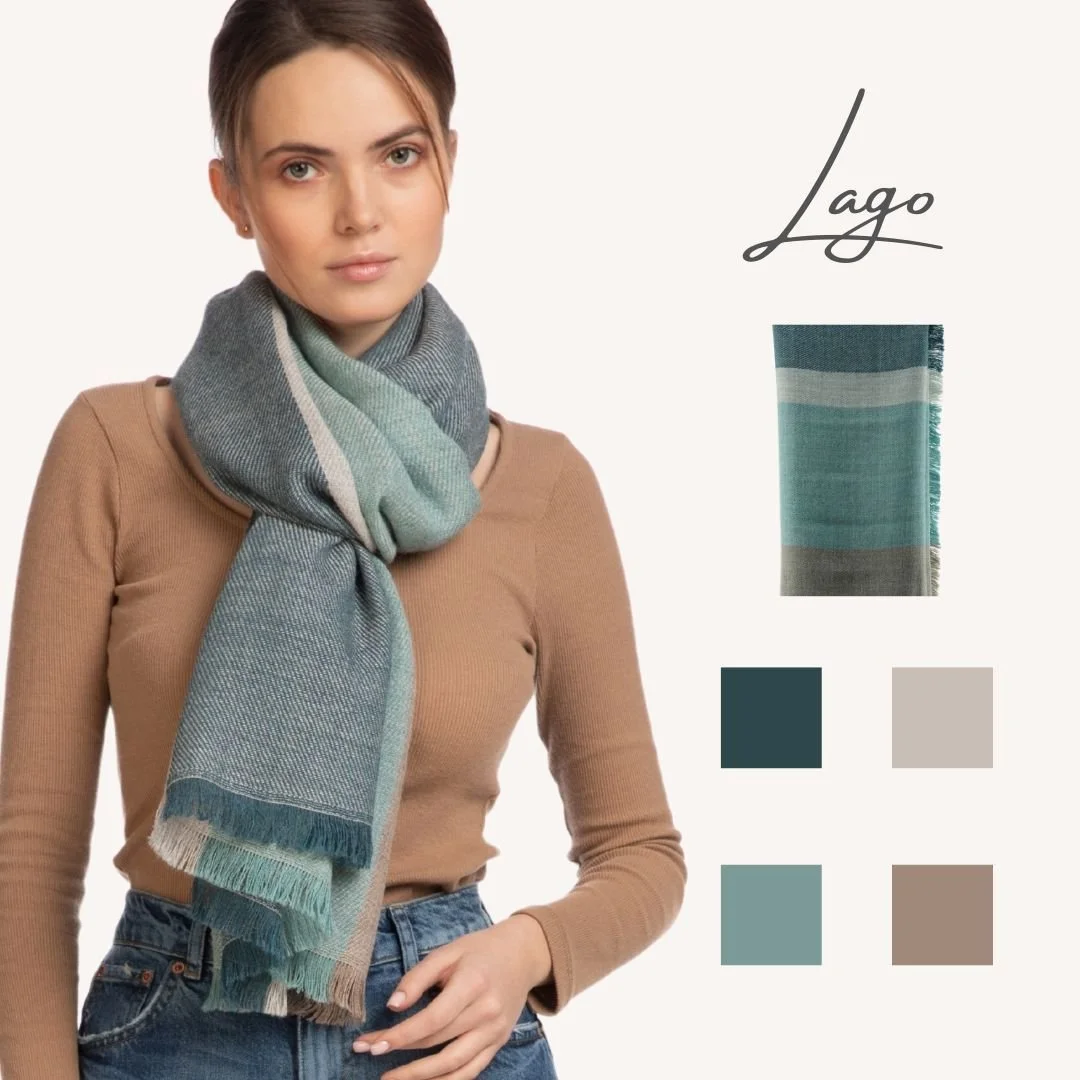 The Balance of Tradition and Modernity

The Lago scarf from Scarves By FRANCI is crafted from pure baby alpaca, handwoven in Peru with a contemporary linear design. Featuring a harmonious blend of teal, stone, light green, and light brown, it balance